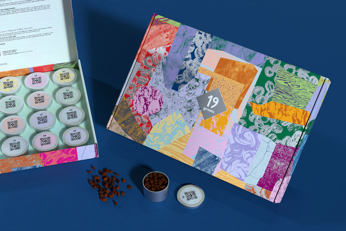 19grams Adventskalender 2024 Innenansicht – Specialty Coffee Adventskalender mit 24 Türen von 19grims.com Roasters Berlin