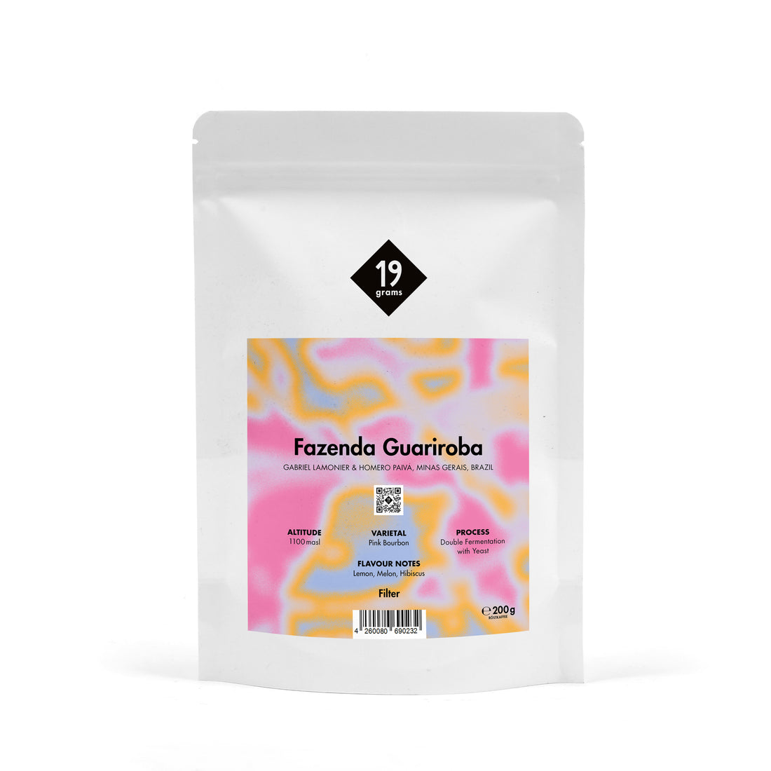 19grams Fazenda Guariroba Brasilien Filter Kaffeebeutel – Pink Bourbon, Double Fermentation, Specialty Coffee 200g