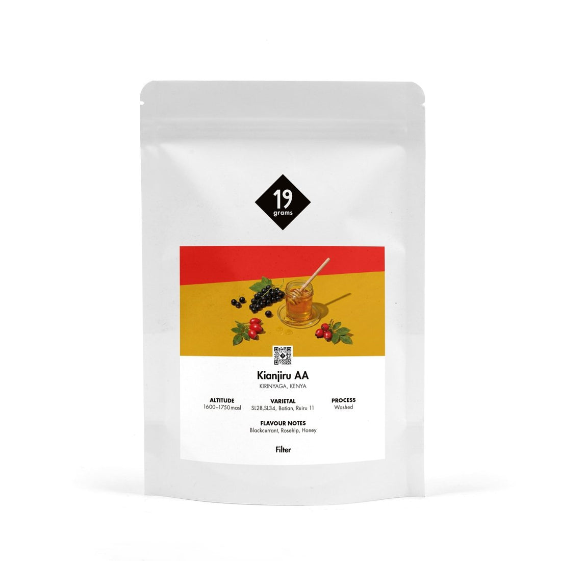 Kenya Kianjiru AA Filterkaffee 19grams – Produktmockup 250g Packung