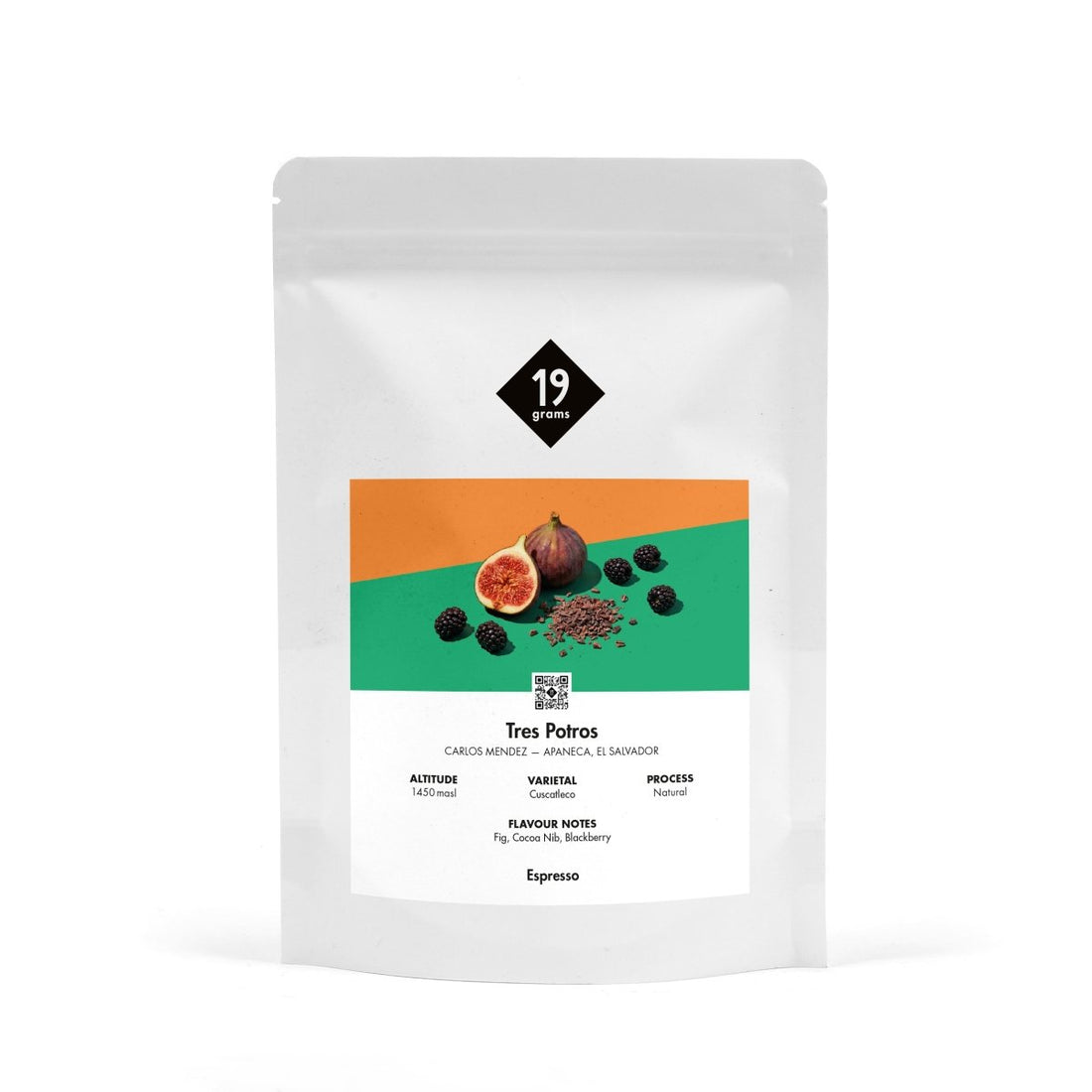 Los Tres Potros Cuscatleco Espresso 19grams – Produktmockup 250g Packung