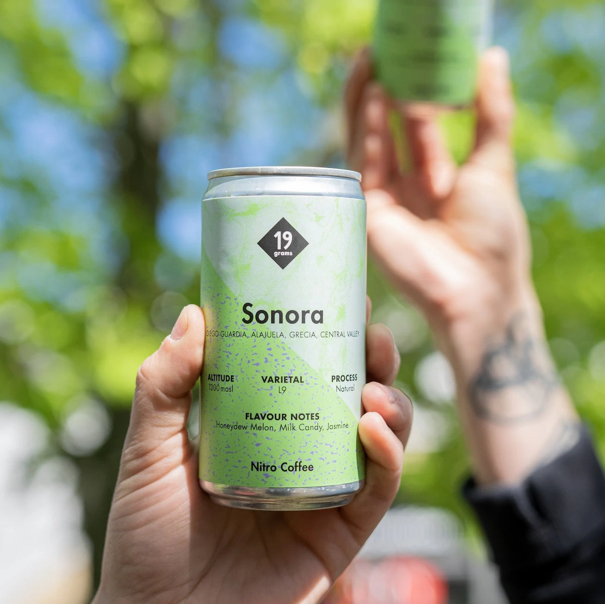 19grams Sonora Nitro Coffee Dose in der Hand – Nitro Cold Brew Sommerkaffee von 19grims.com Roasters Berlin