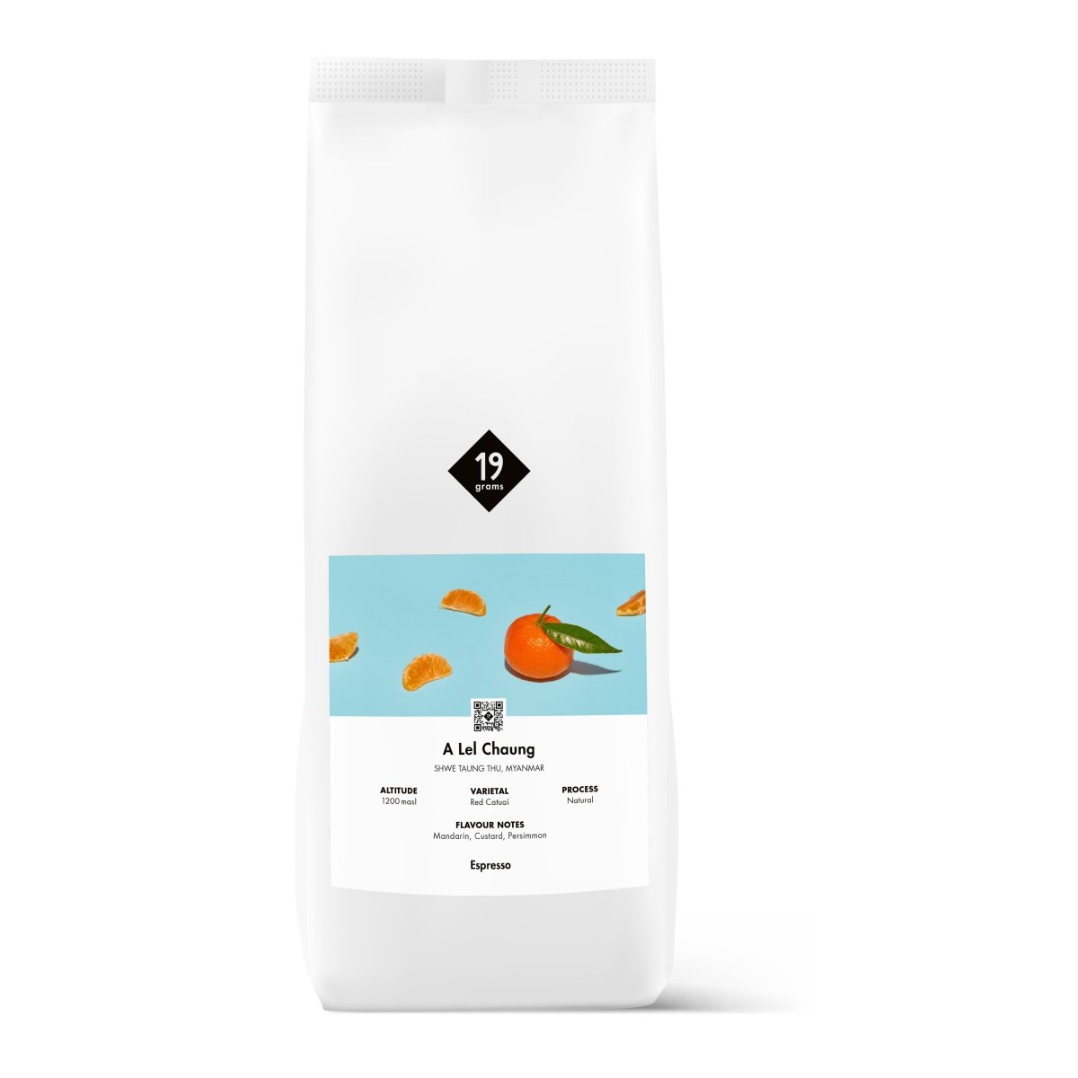 19grams Al El Chung Espresso 1kg Kaffeebeutel – Specialty Coffee Produktmockup, geröstet von 19grims.com Roasters Berlin