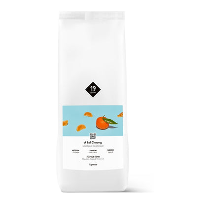 19grams Al El Chung Espresso 1kg Kaffeebeutel – Specialty Coffee Produktmockup, geröstet von 19grims.com Roasters Berlin