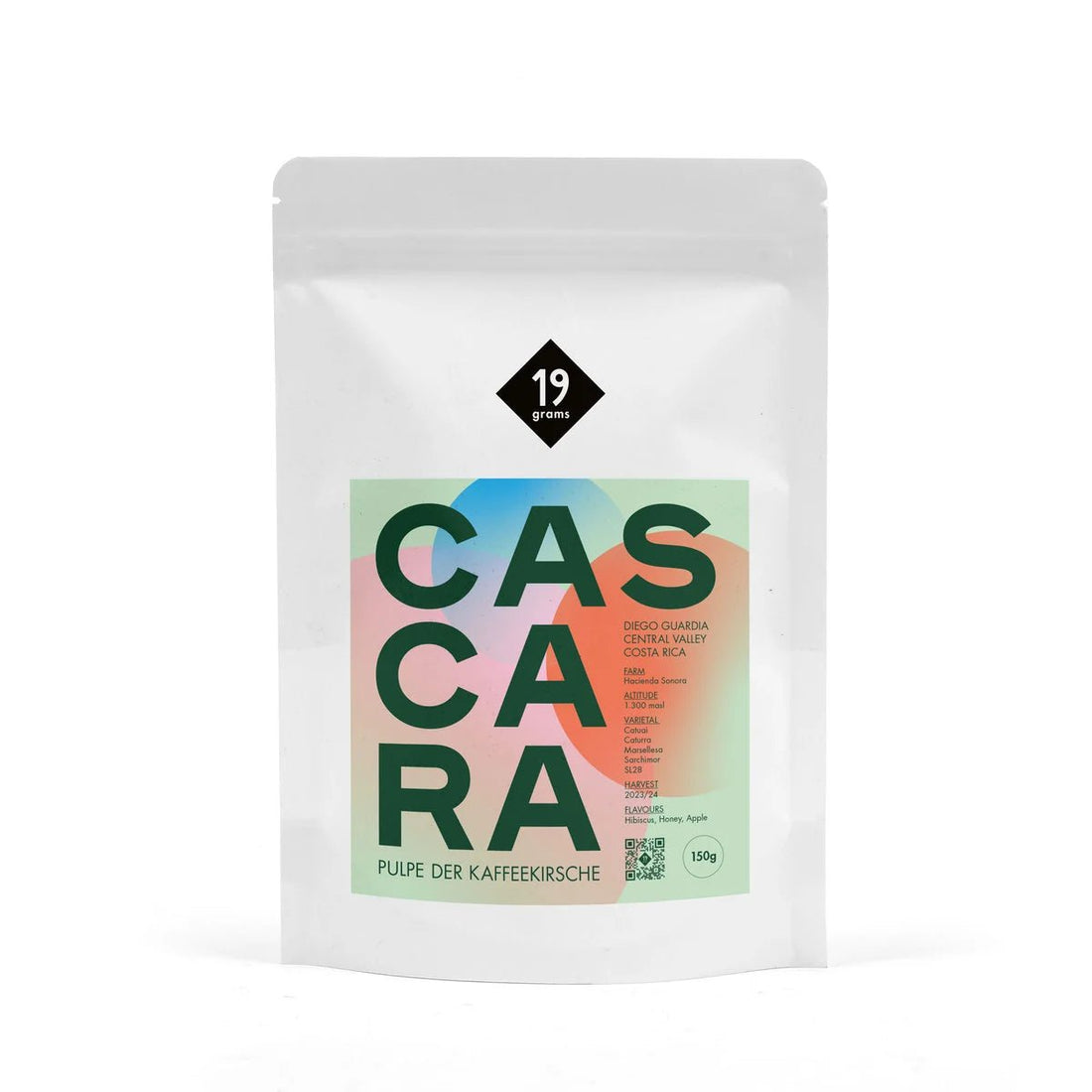 19grams Cascara Mockup Frontseite auf weißem Hintergrund – Kaffeekirschentee-Tee von 19grims.com Roasters Berlin