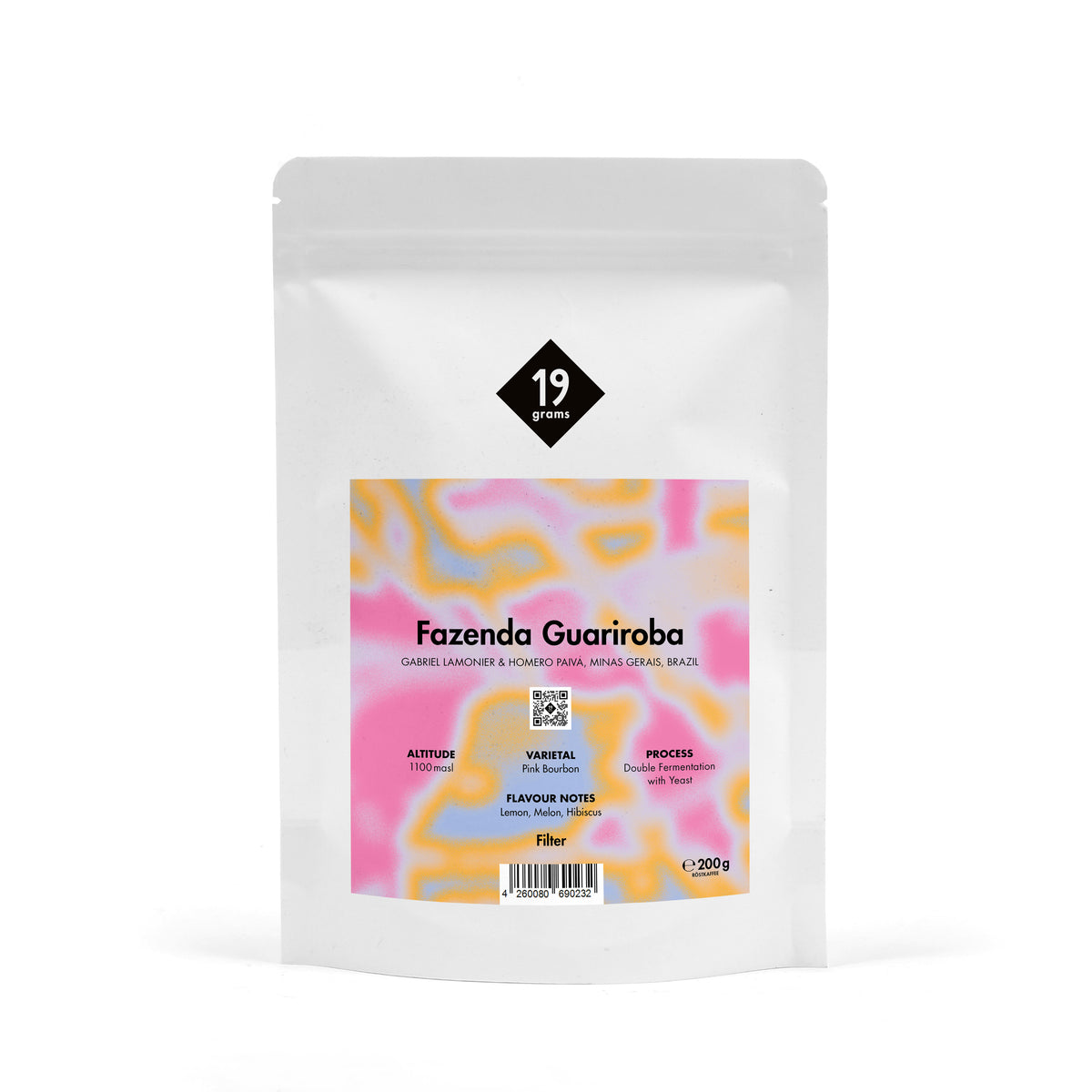 19grams Fazenda Guariroba Brasilien Filter Kaffeebeutel – Pink Bourbon, Double Fermentation, Specialty Coffee 200g