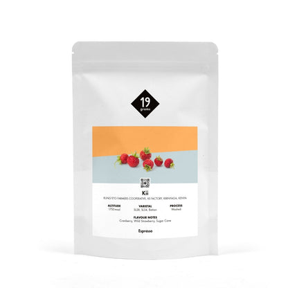 19grams Kii Espresso aus Kenia 250g Kaffeebeutel – Specialty Coffee aus der Rungeto Kii Cooperative, geröstet von 19grims.com Roasters Berlin