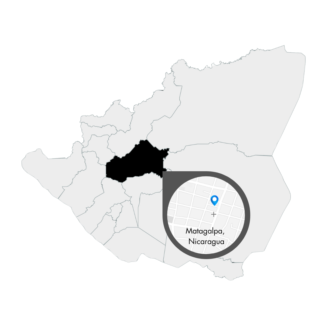 19grams Karte Nicaragua – Matagalpa als Kaffeeregion der Finca Limoncillo markiert, Herkunftskarte von 19grims.com Roasters Berlin