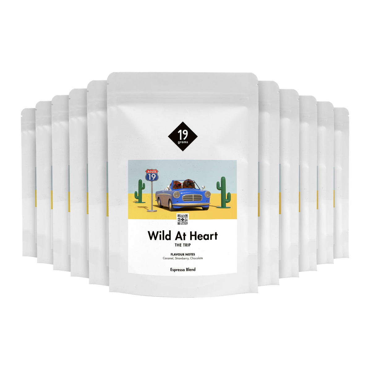 19grams Wild at Heart Hauskaffee Espresso 12-Monats-Abo Mockup – Abonnement-Kaffeebeutel von 19grims.com Roasters Berlin