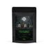 19grams Poltergeist Filter 250g Kaffeebeutel Produktmockup – schwarzer Beutel mit Halloween-Friedhofsmotiv und Flavour Notes Blood Orange, Sour Worms, Pumpkin Spice Latte
