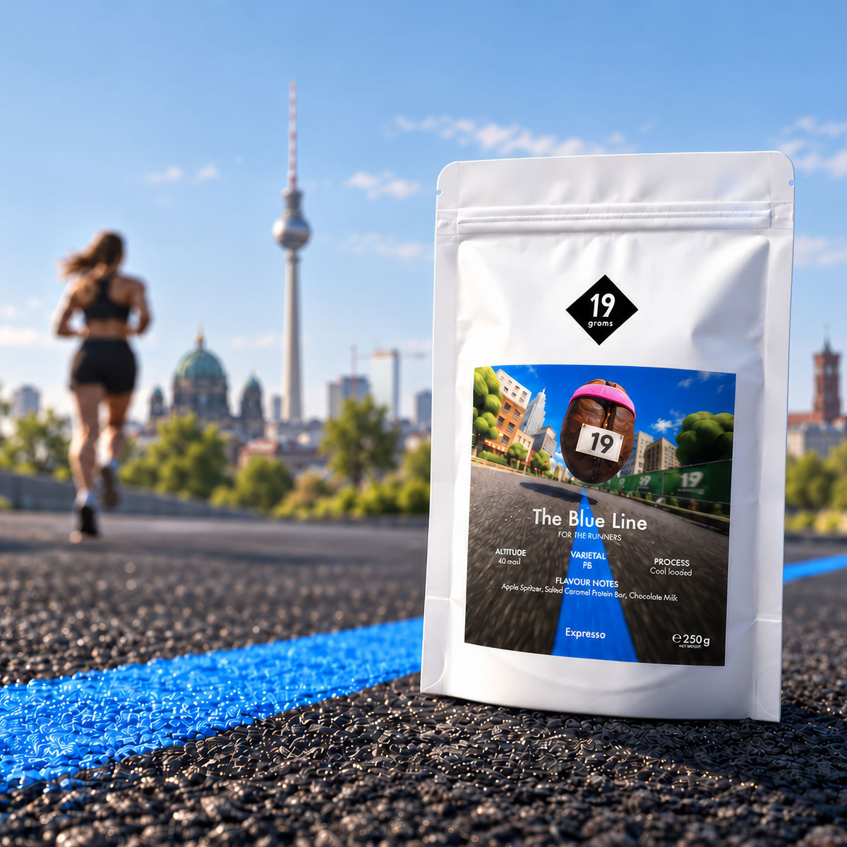 19grams The Blue Line Espresso – Stimmungsbild zur Marathon-Sonderedition 2026, Specialty Coffee aus Berlin